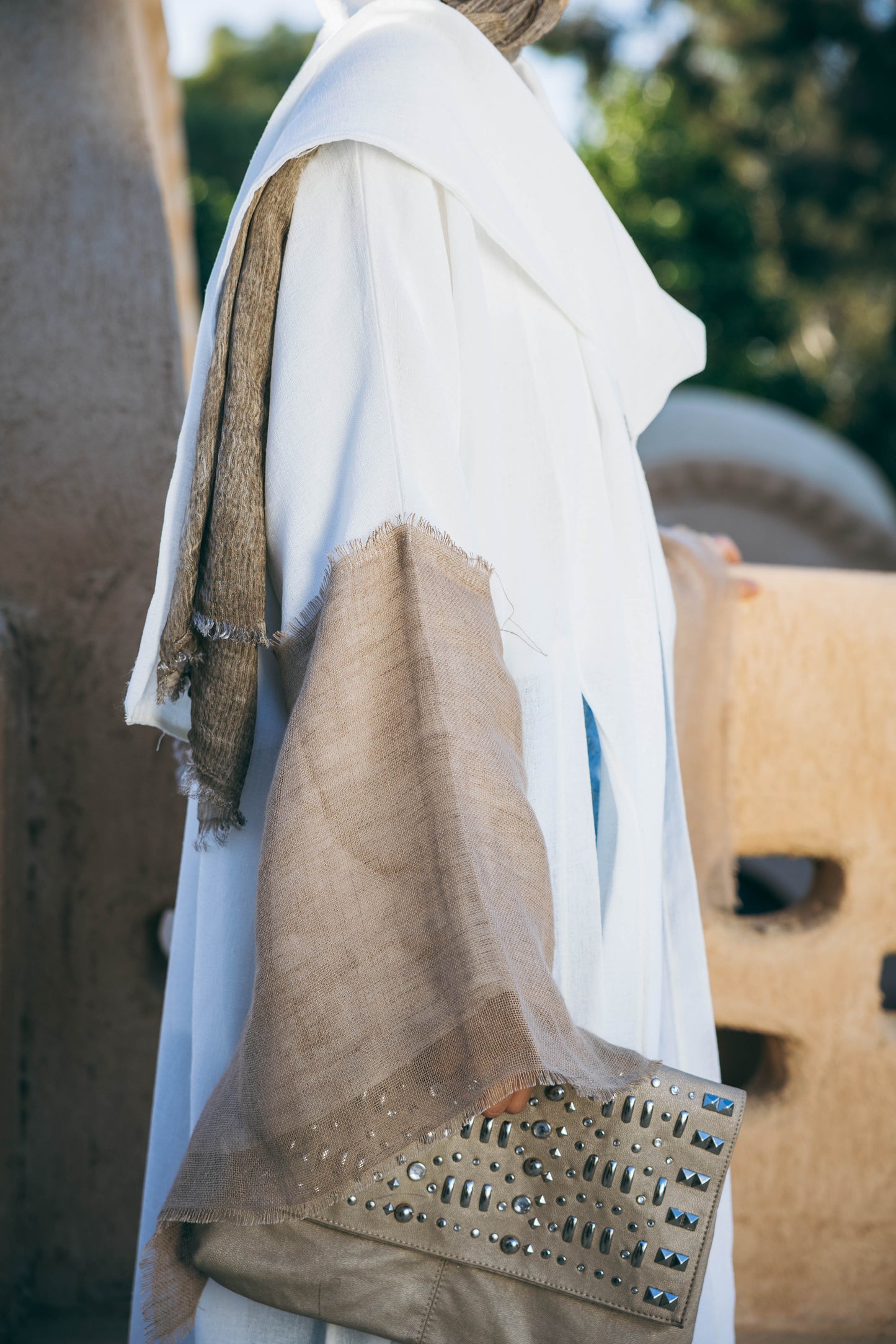 Sabeya Linen Kaftan in White