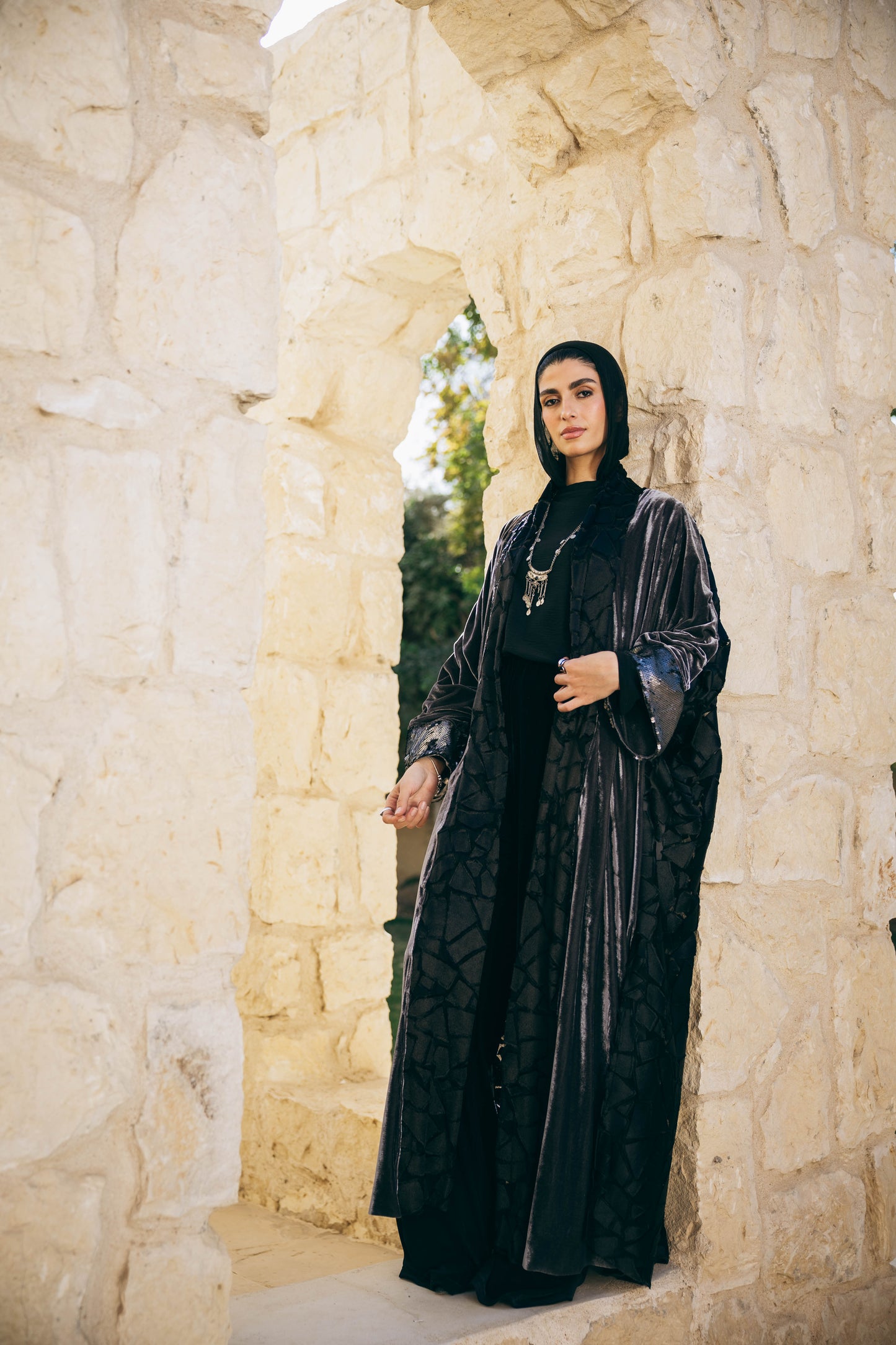 Dorra Kaftan in Grey