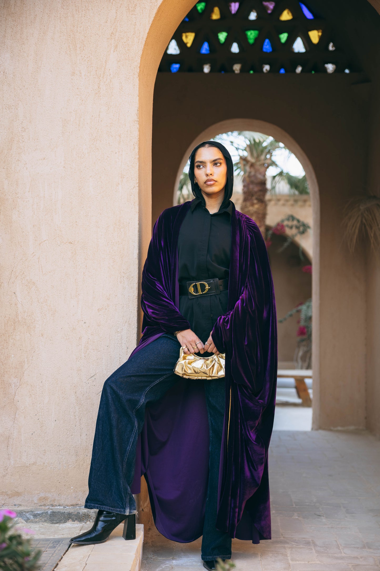 Oud Kaftan in Aubergine