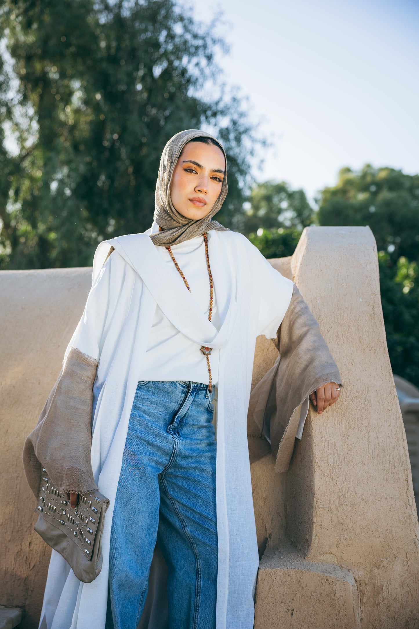 Sabeya Linen Kaftan in White