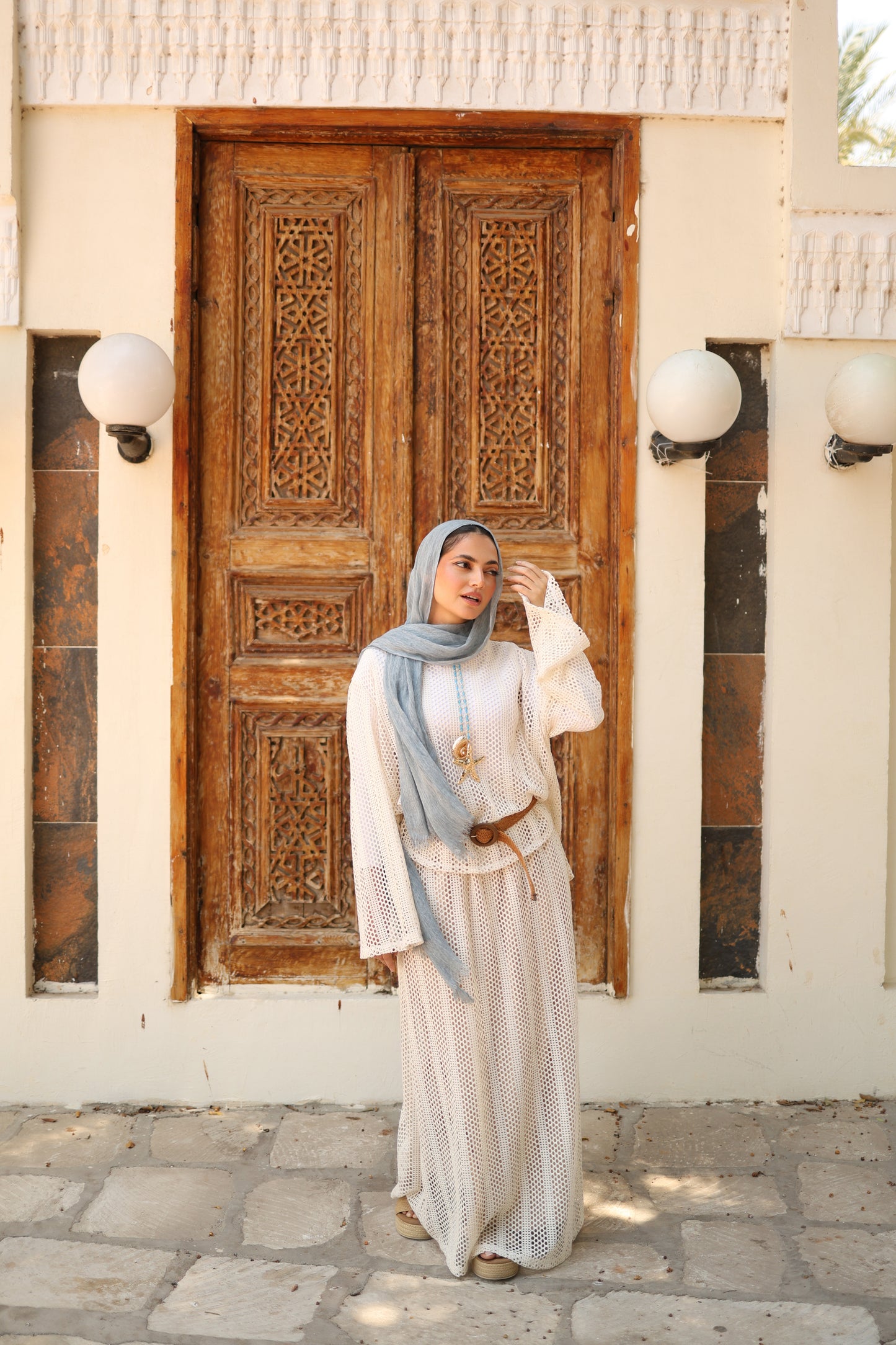 Knittned Skirt Set in Beige
