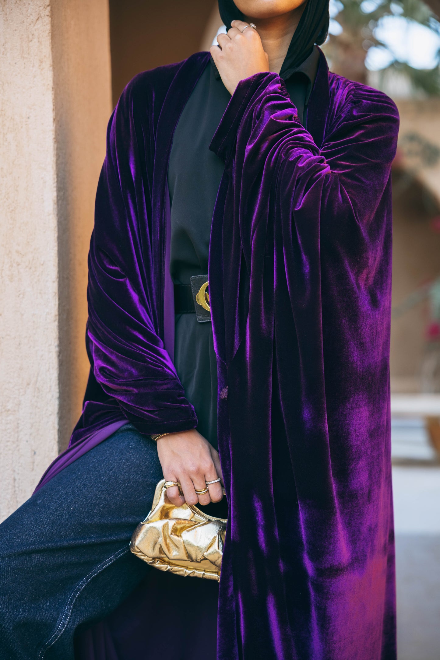 Oud Kaftan in Aubergine