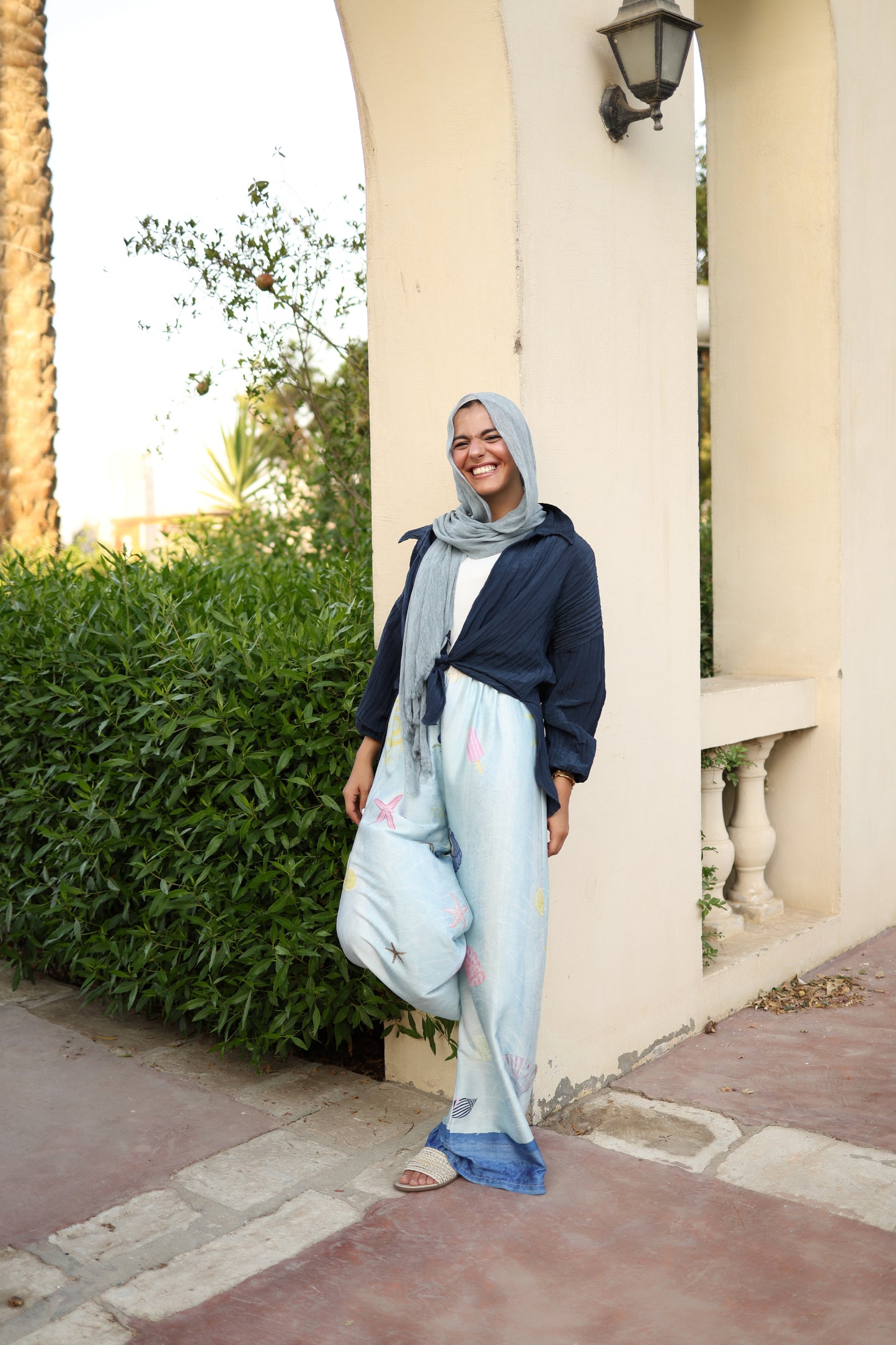 Seashell Breeze Wide-leg Pants in Baby Blue