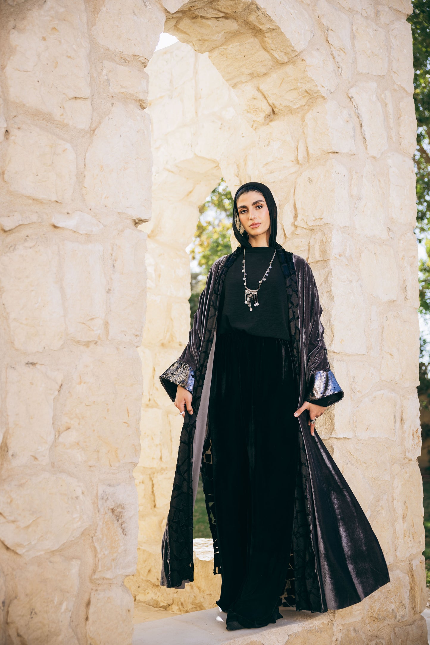 Dorra Kaftan in Grey