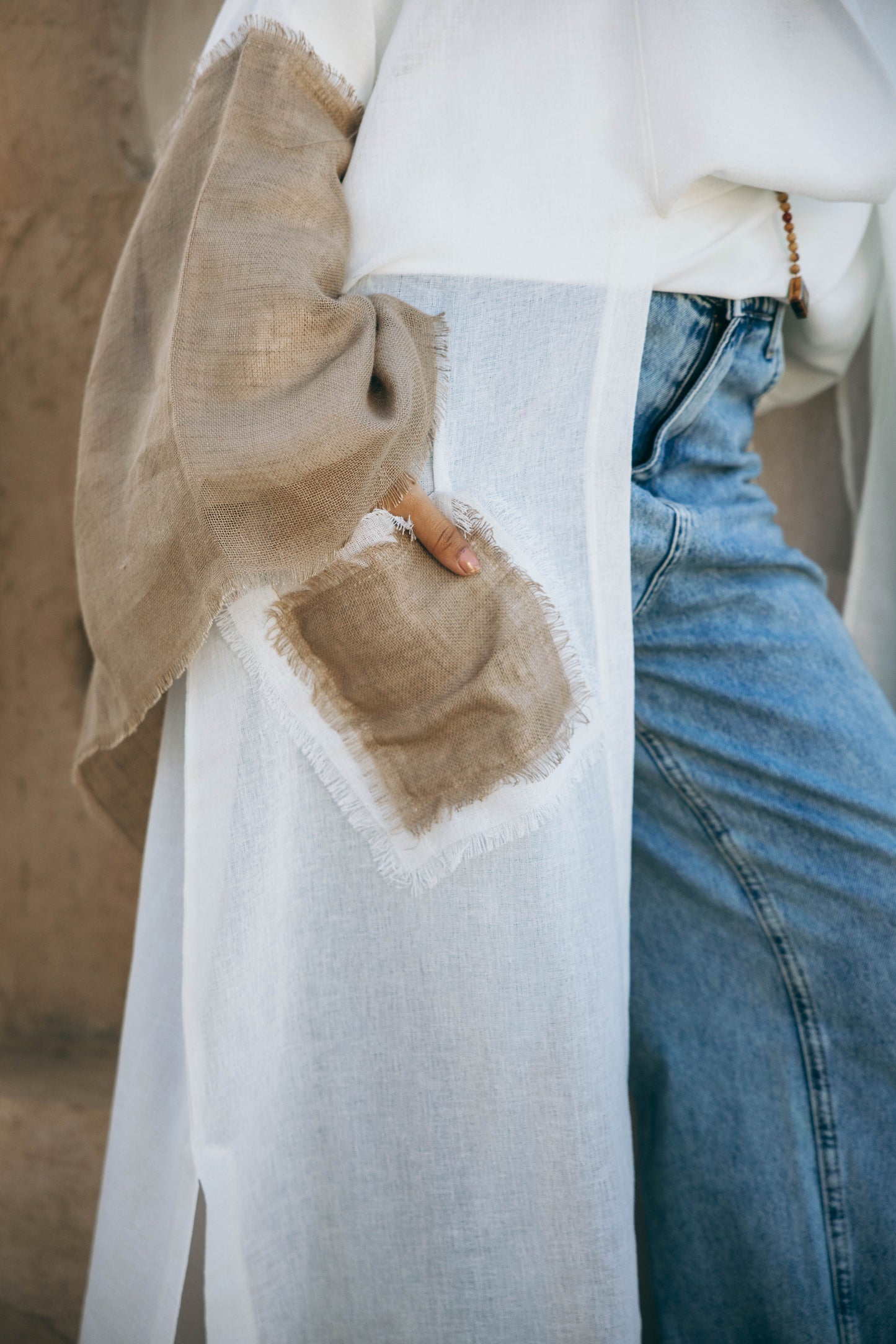 Sabeya Linen Kaftan in White