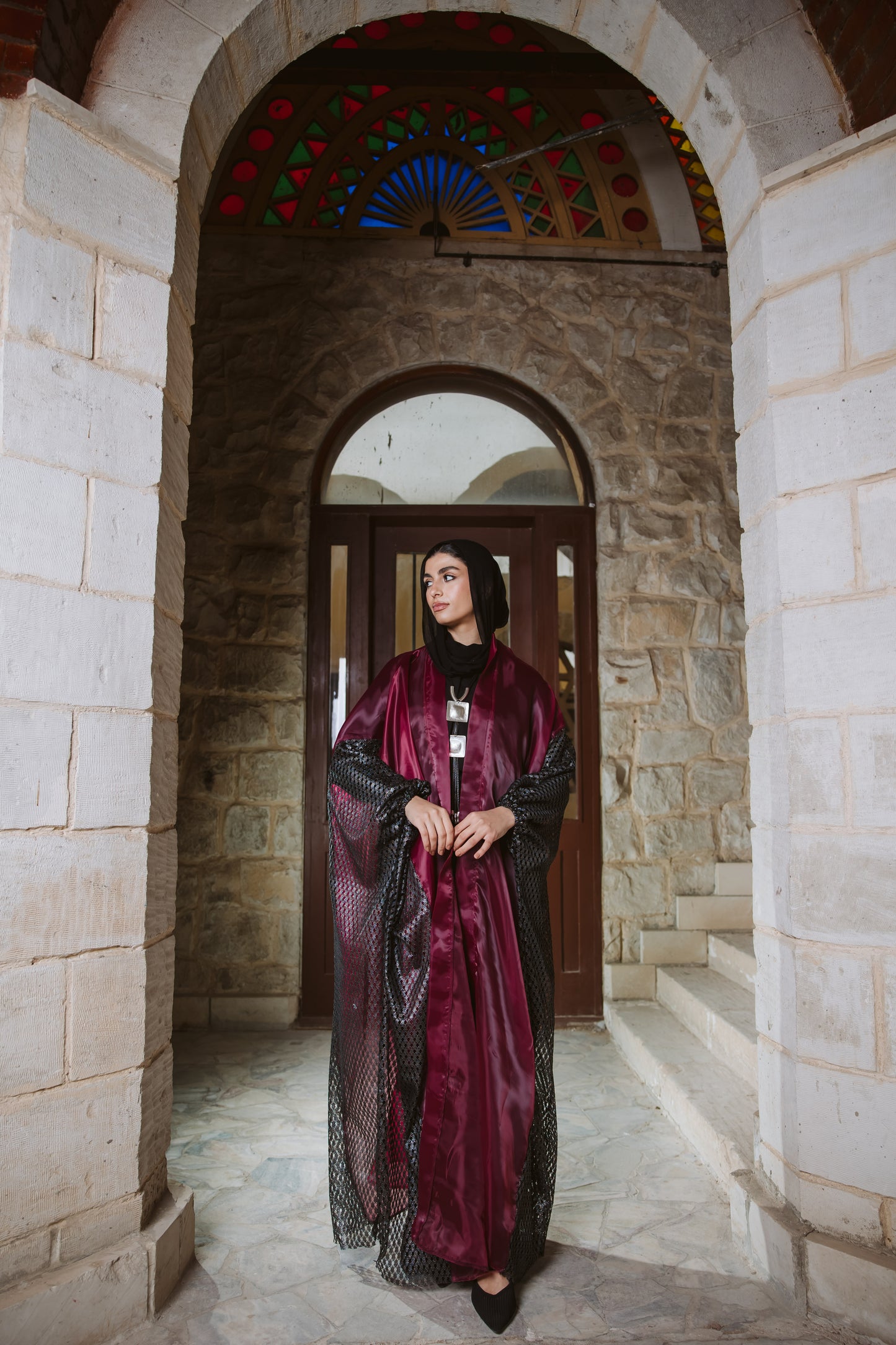 Qasr Kaftan in Burgundy