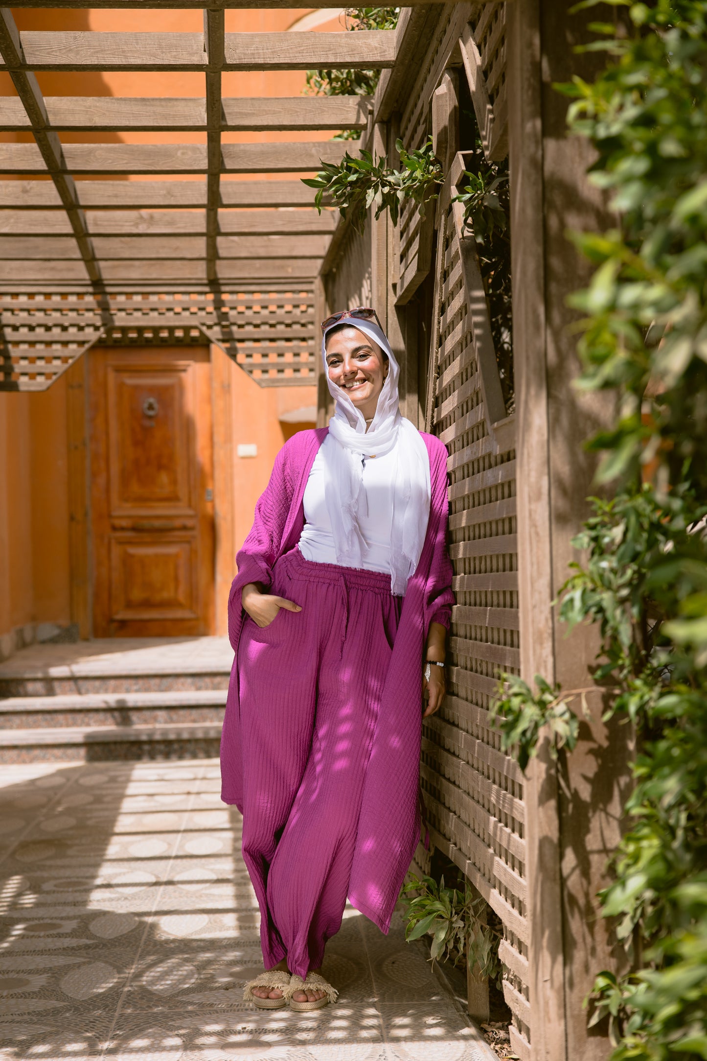 Puffy Sleeves Pleated Set in Mulberry