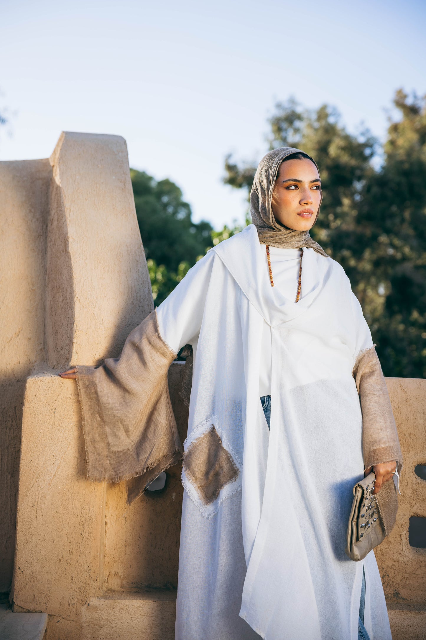 Sabeya Linen Kaftan in White