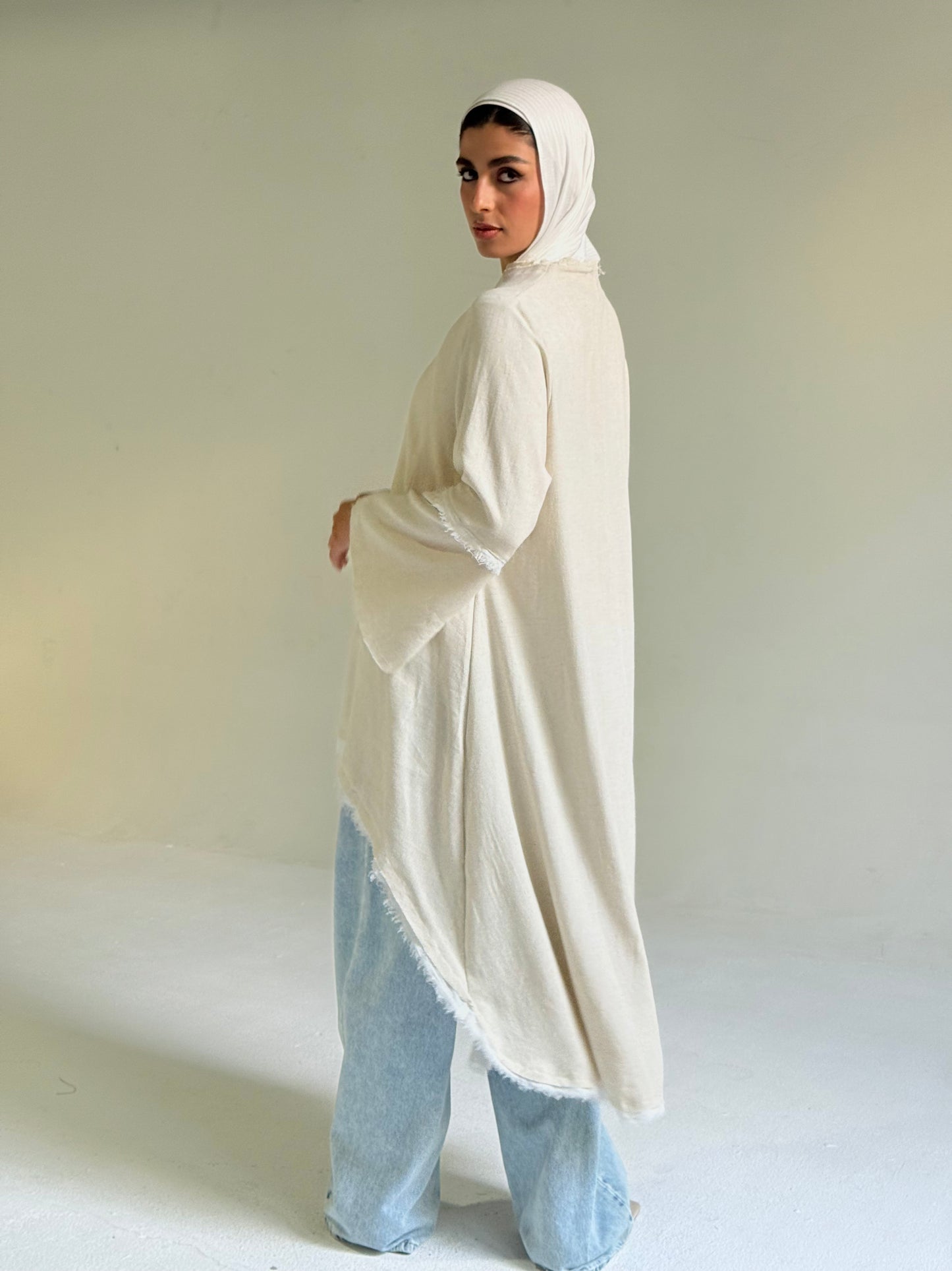 High Low Linen Top in Beige