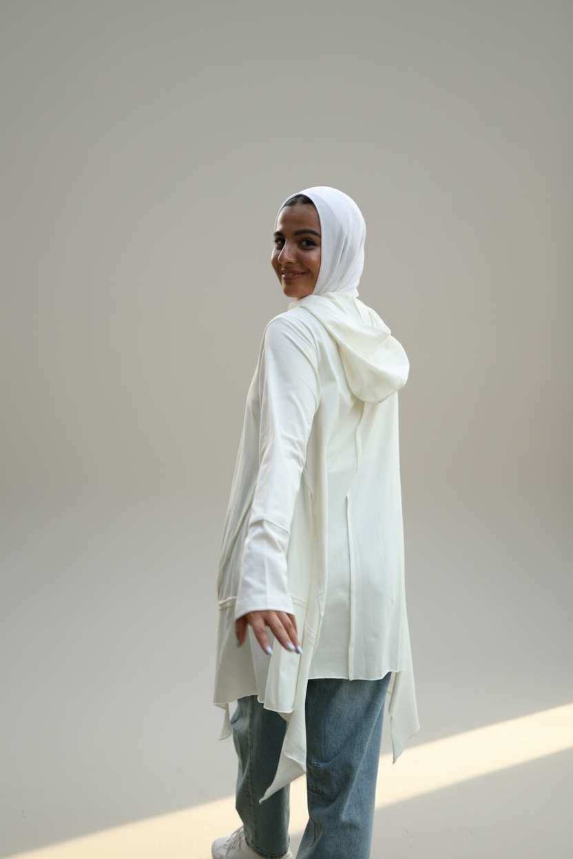 Stitches Side Cotton Top in White