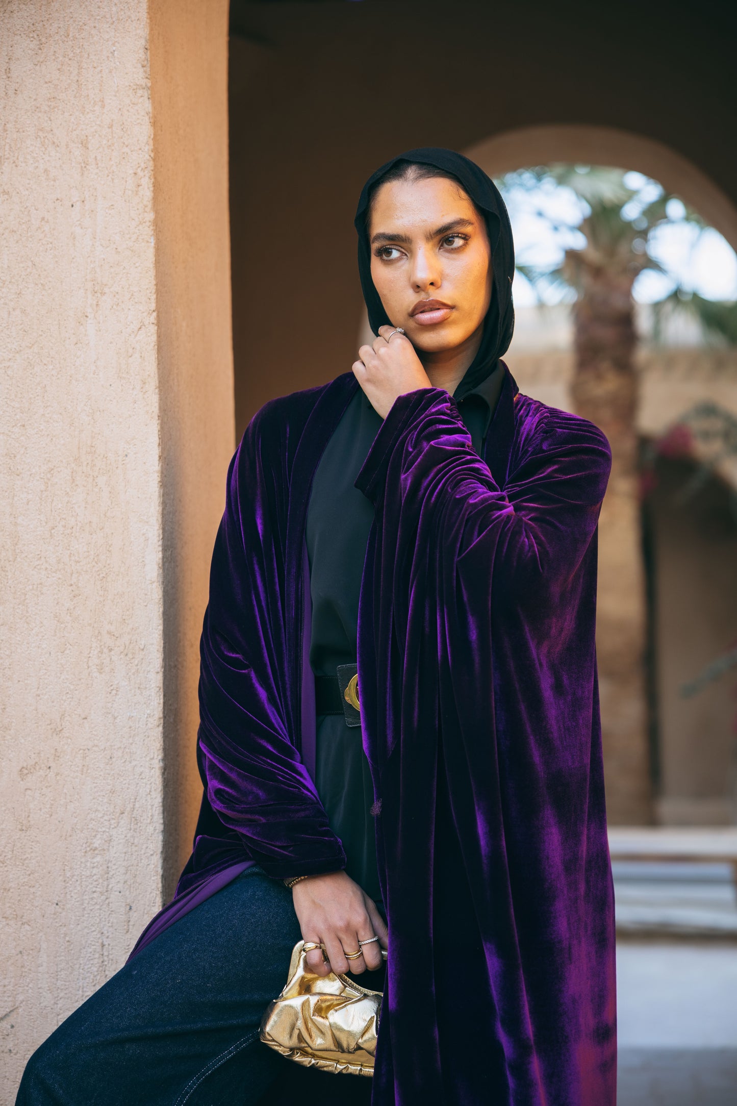 Oud Kaftan in Aubergine