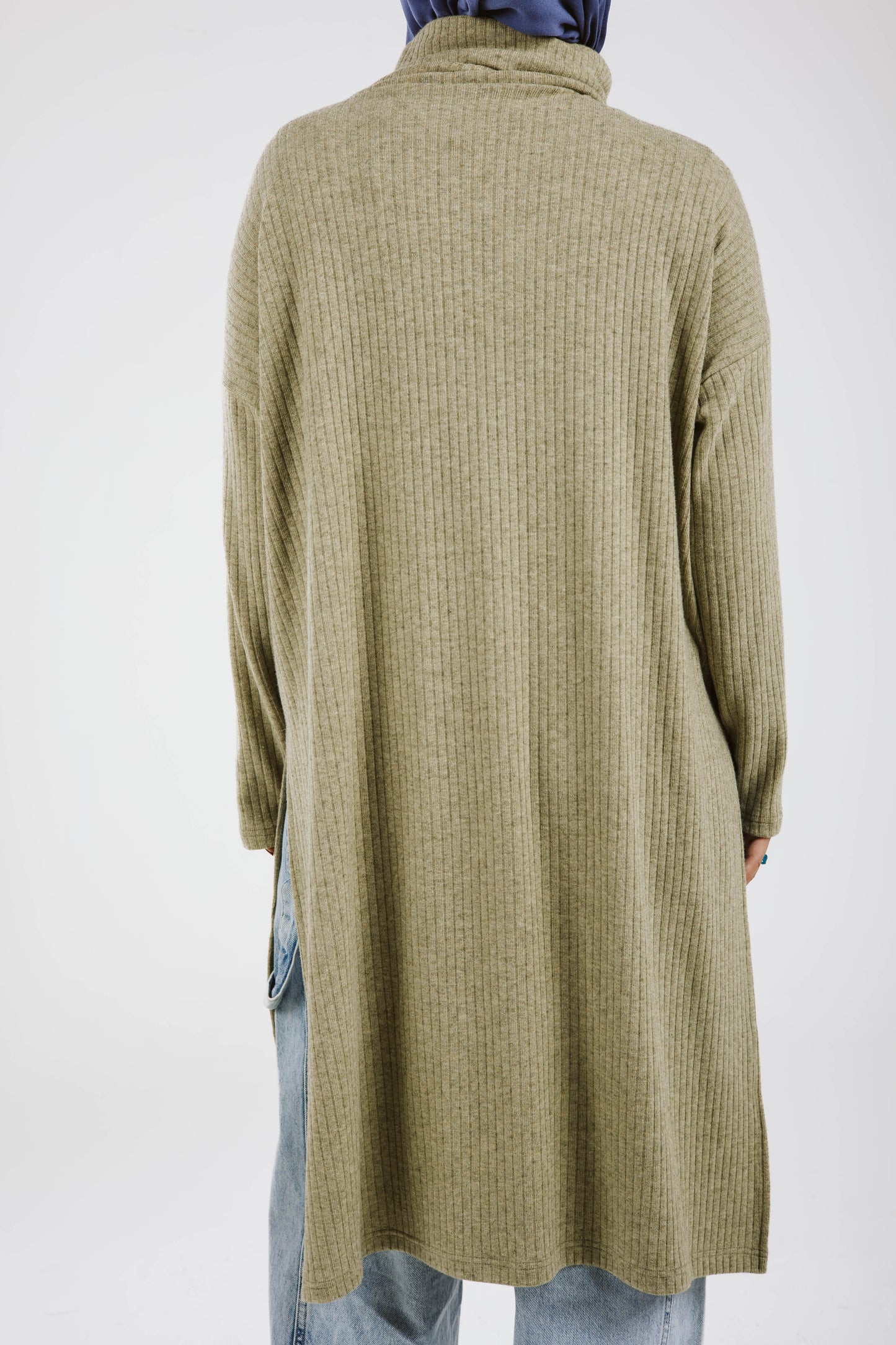 High Low Soft Wool Top in Olive