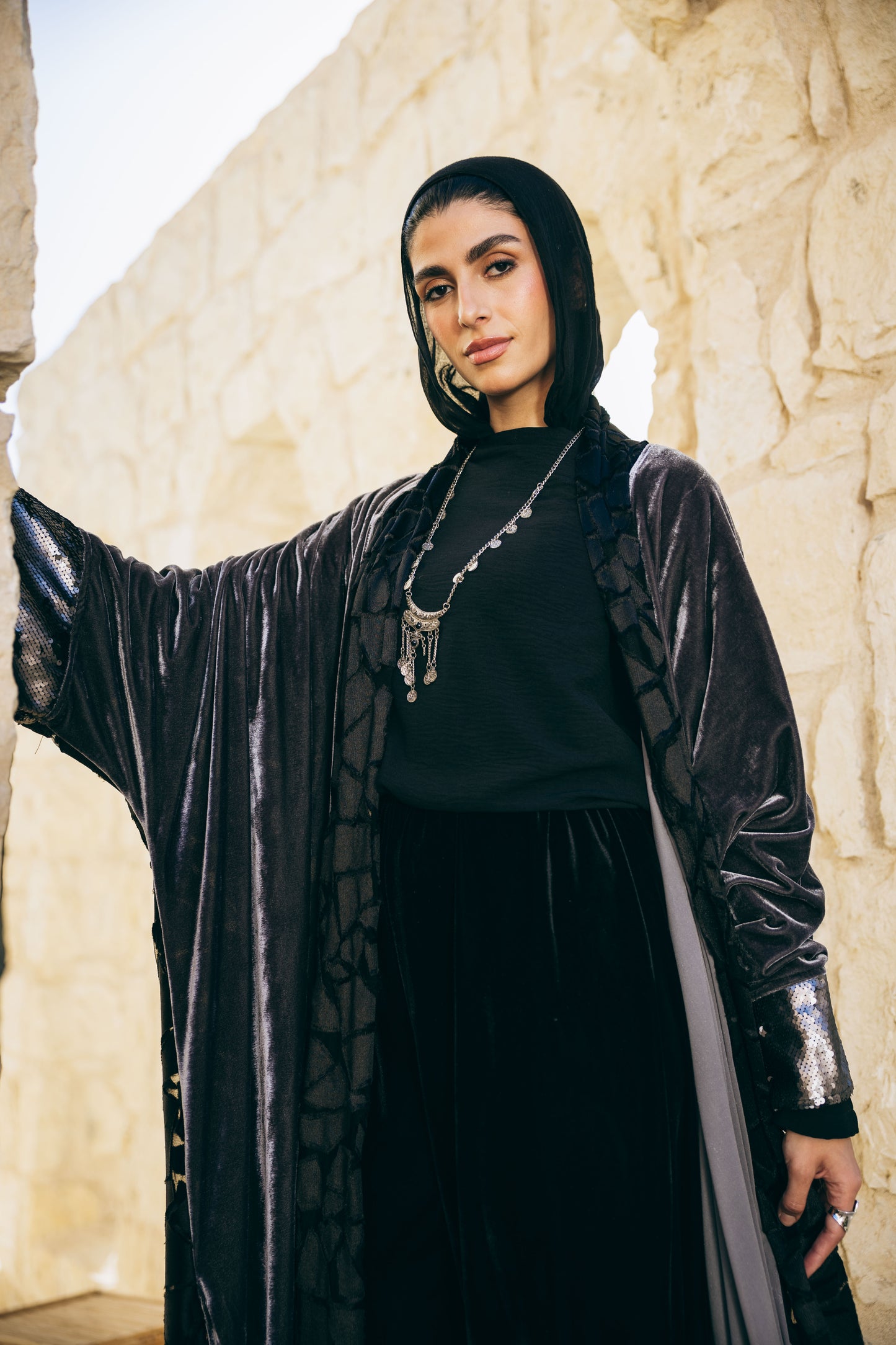 Dorra Kaftan in Grey