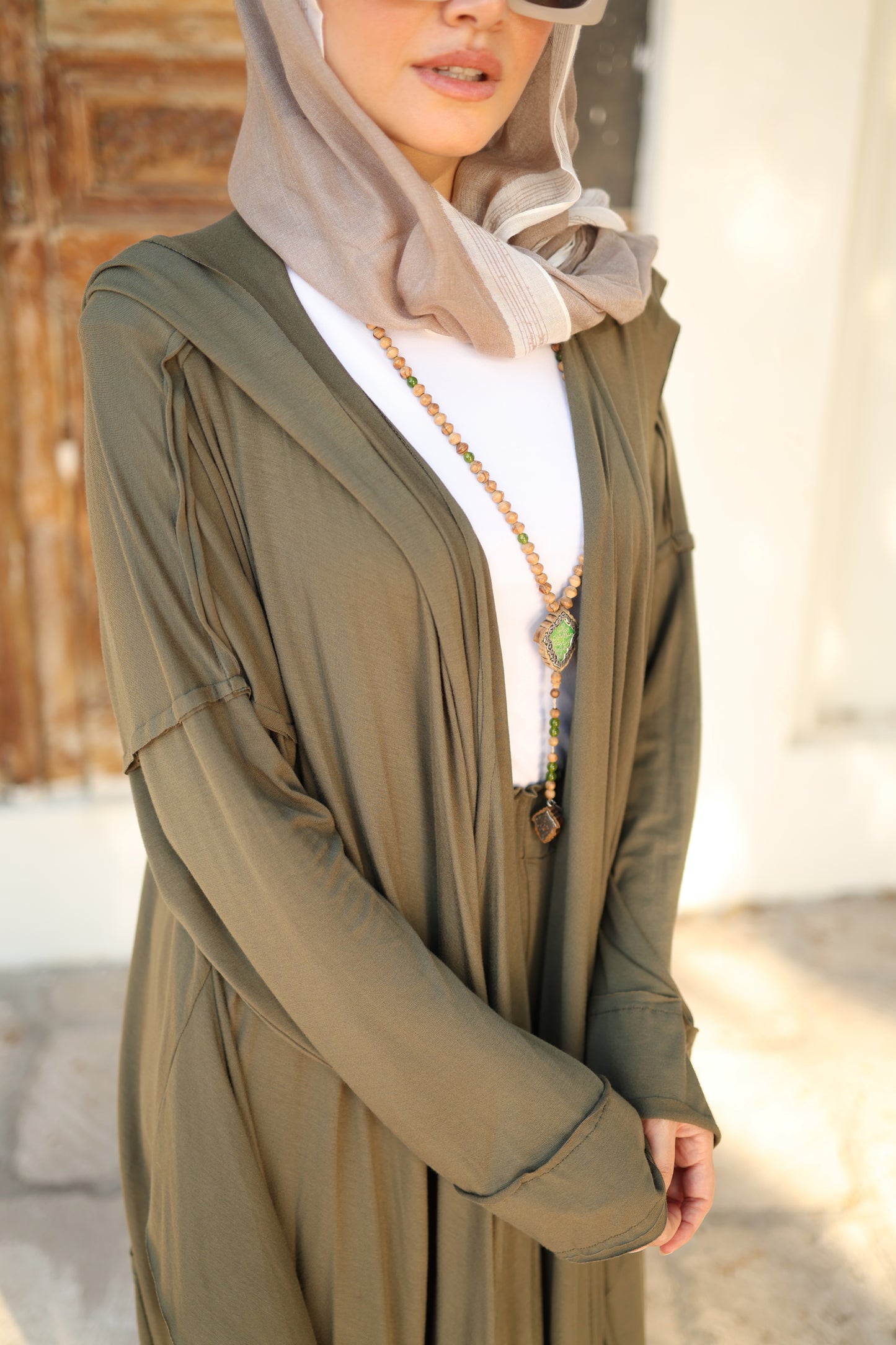 Asymmetrical Wrap Set in Olive