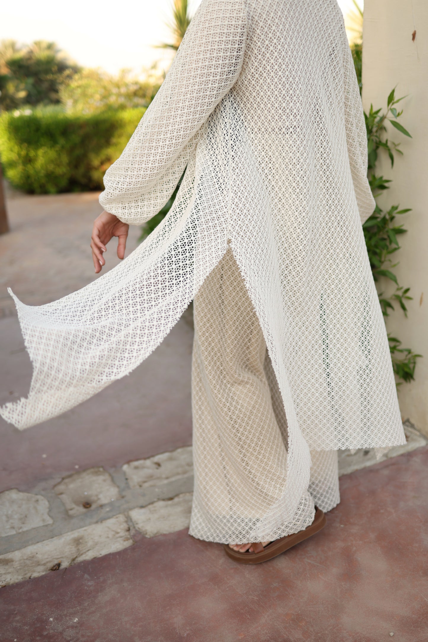 Knitted Cardigan Set in Beige