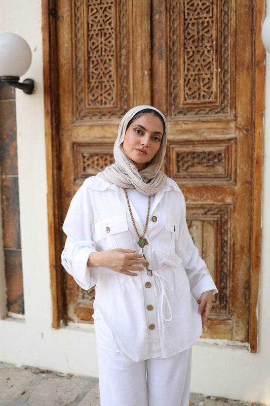 Pockets Linen Shirt in White