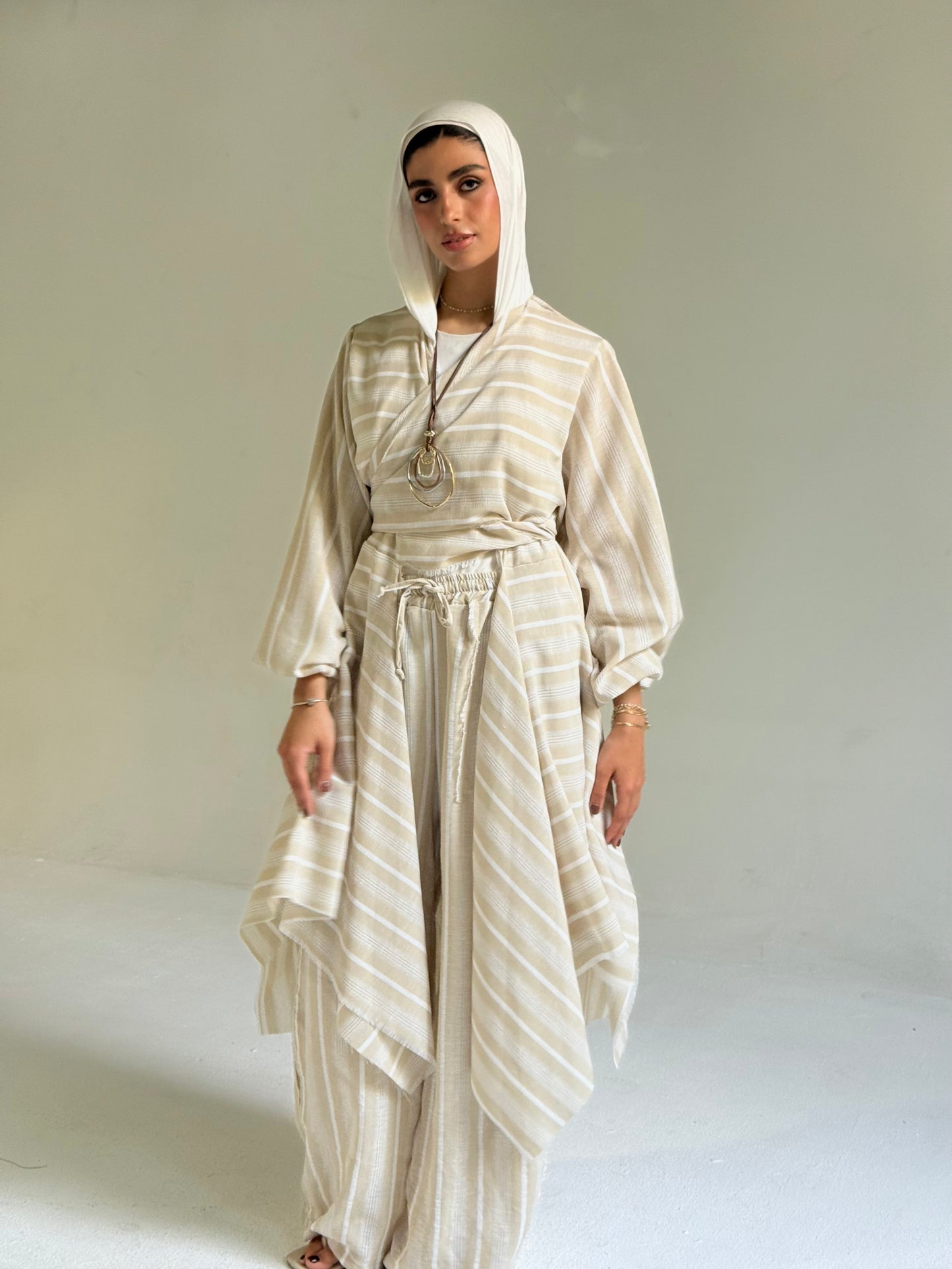 Multiway Asymmetrical Linen Set in Beige
