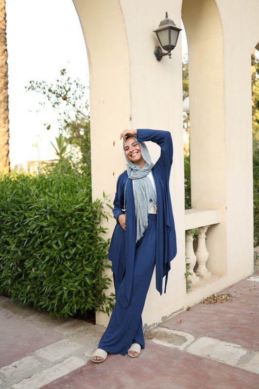 Asymmetrical Wrap Set in Navy Blue