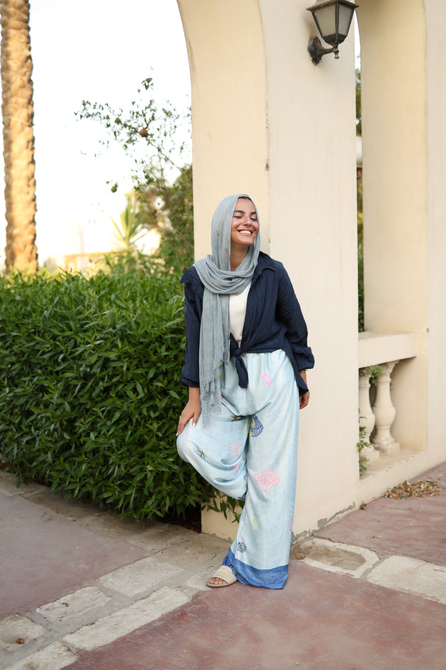 Seashell Breeze Wide-leg Pants in Baby Blue