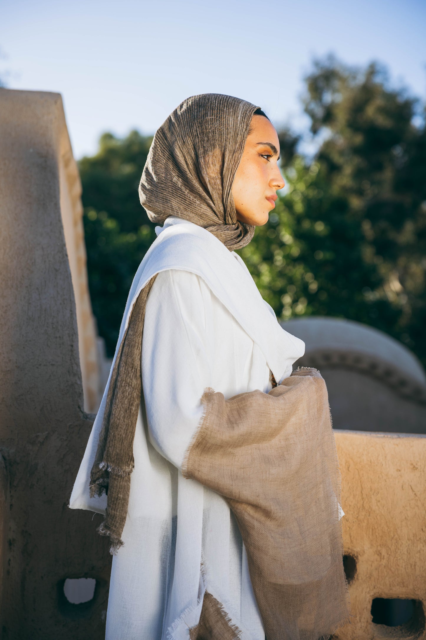 Sabeya Linen Kaftan in White