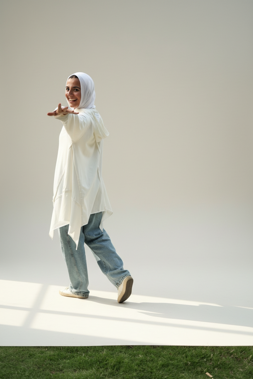 Stitches Side Cotton Top in White