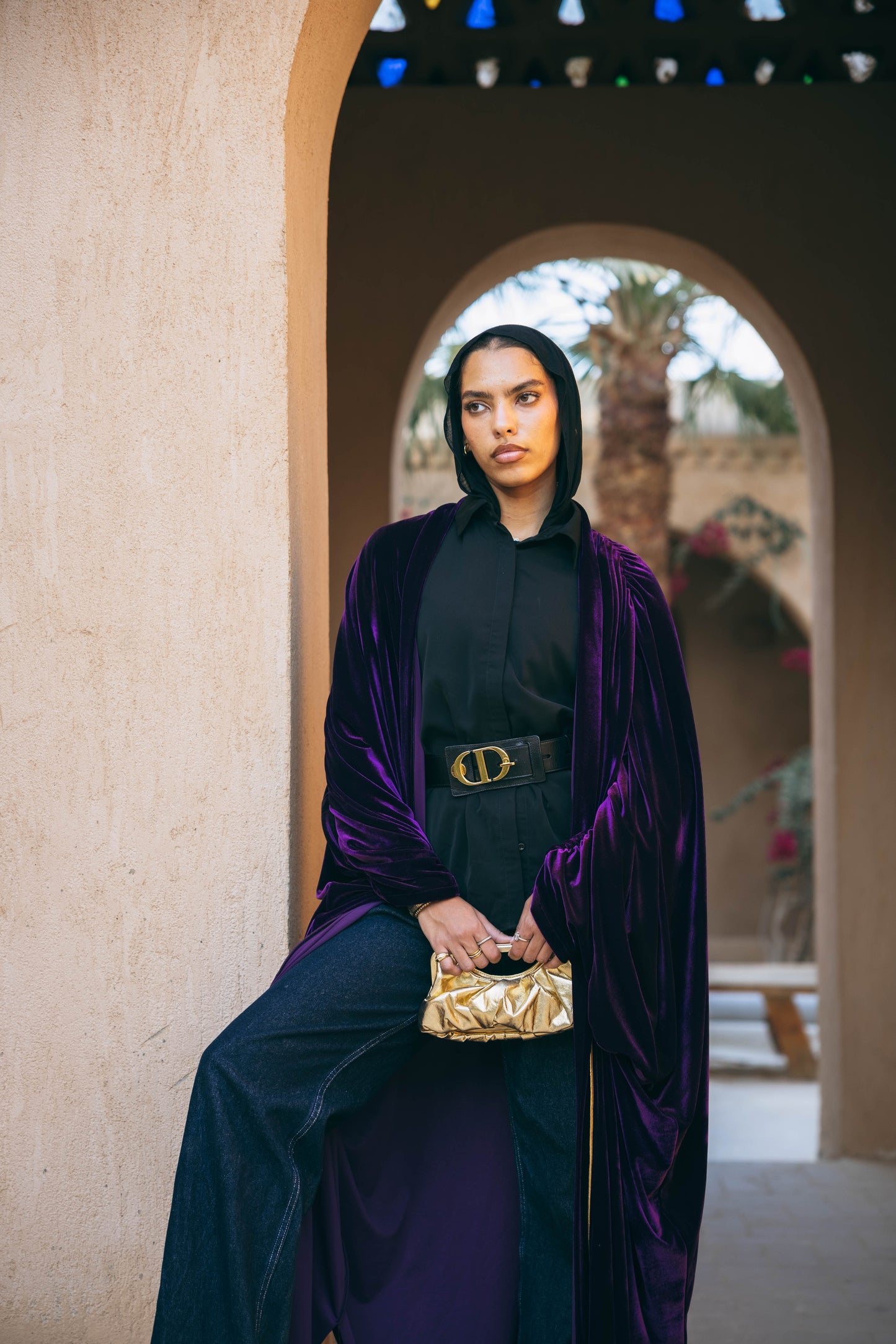 Oud Kaftan in Aubergine