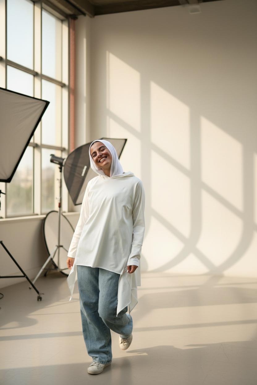 Stitches Side Cotton Top in White