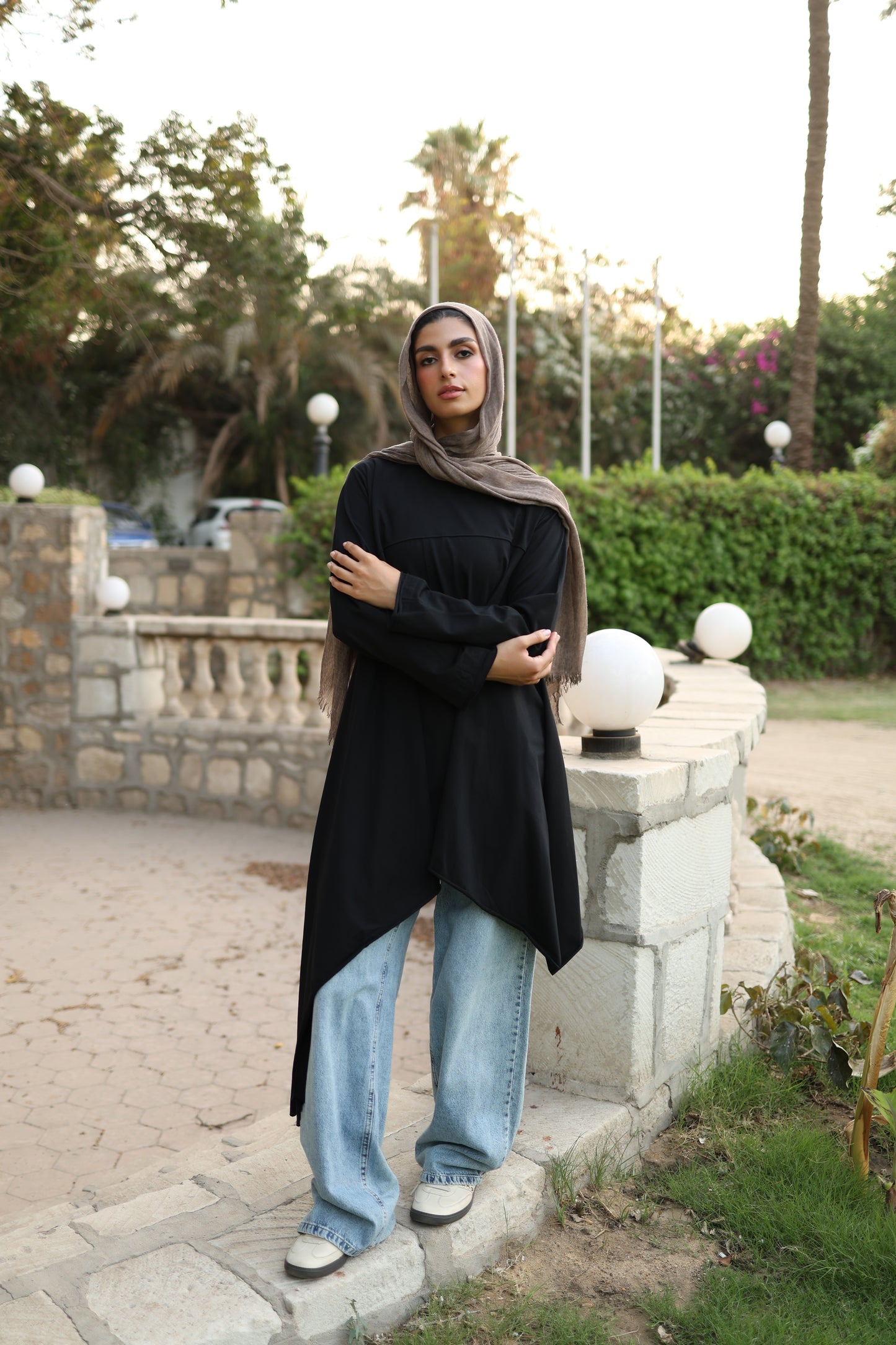 Long Side Cotton Top in Black