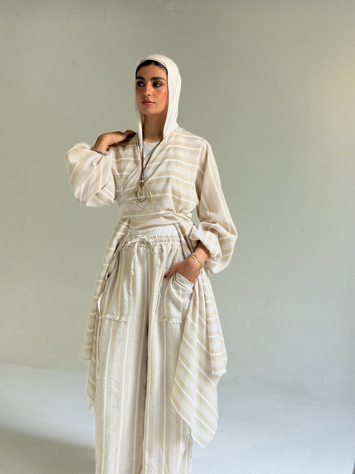 Multiway Asymmetrical Linen Set in Beige