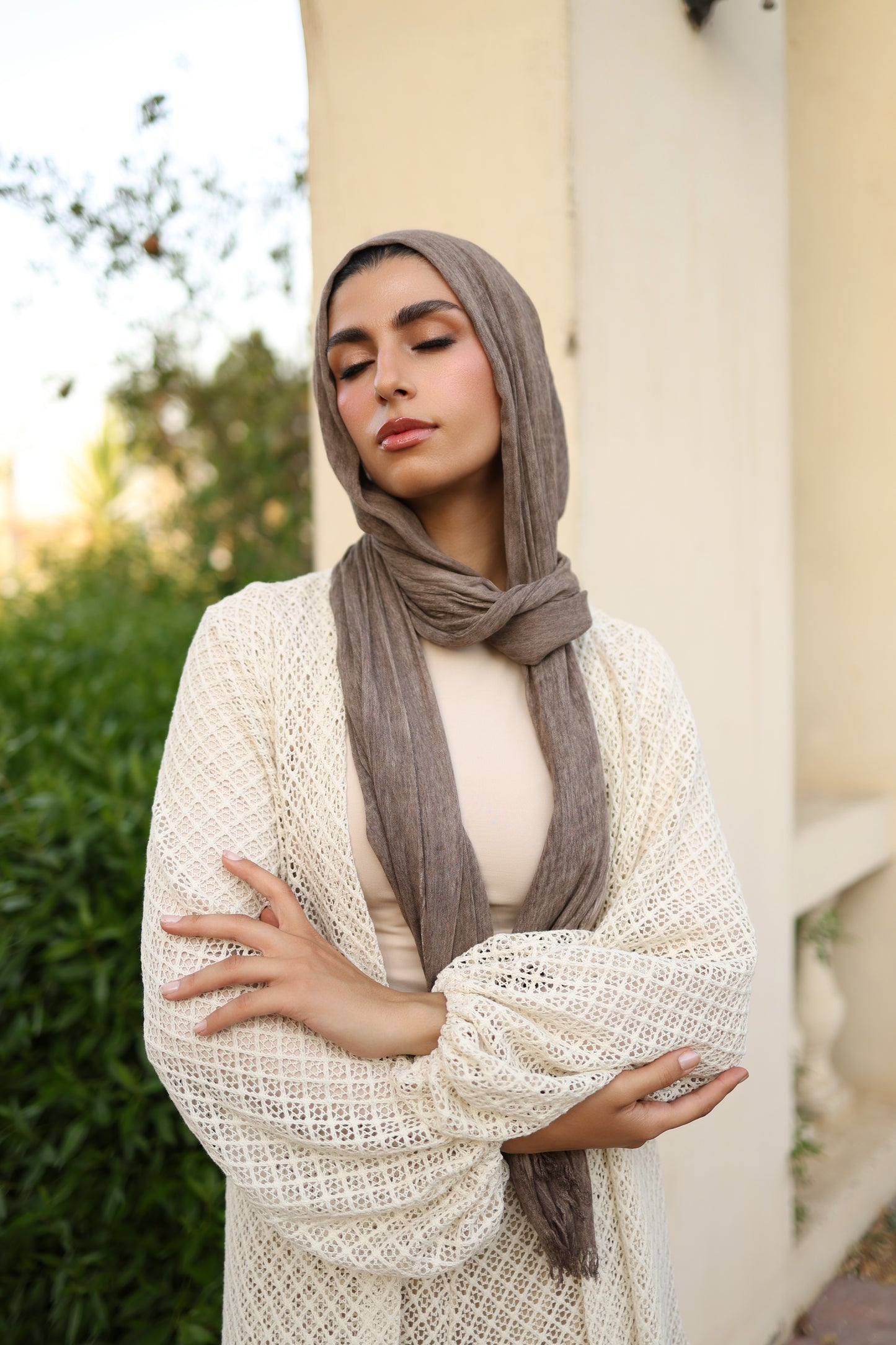 Knitted Cardigan Set in Beige