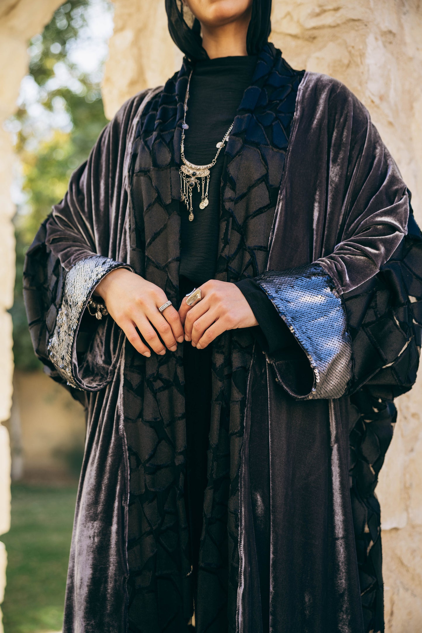 Dorra Kaftan in Grey