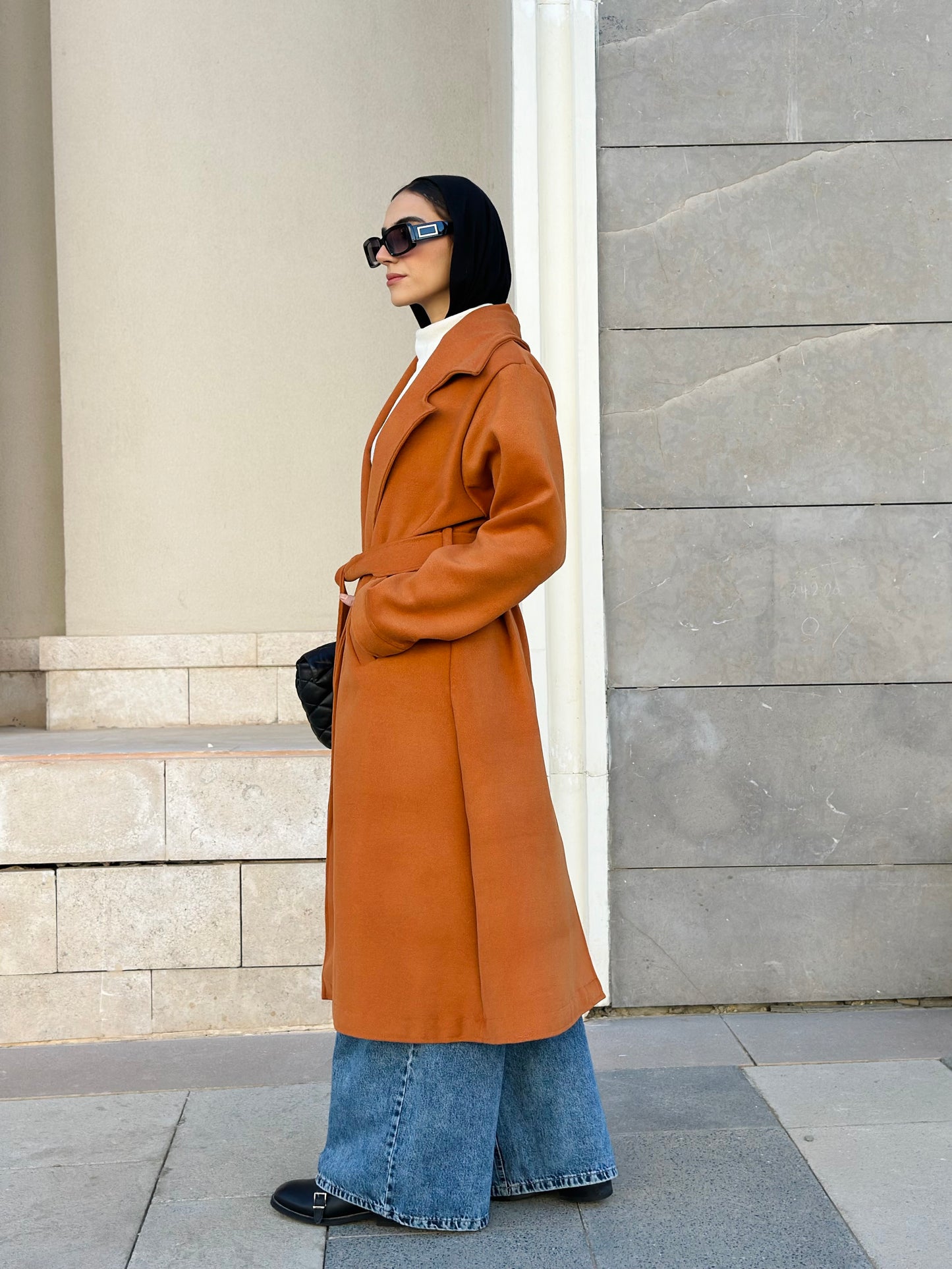 Woolen Trench Coat in Brick