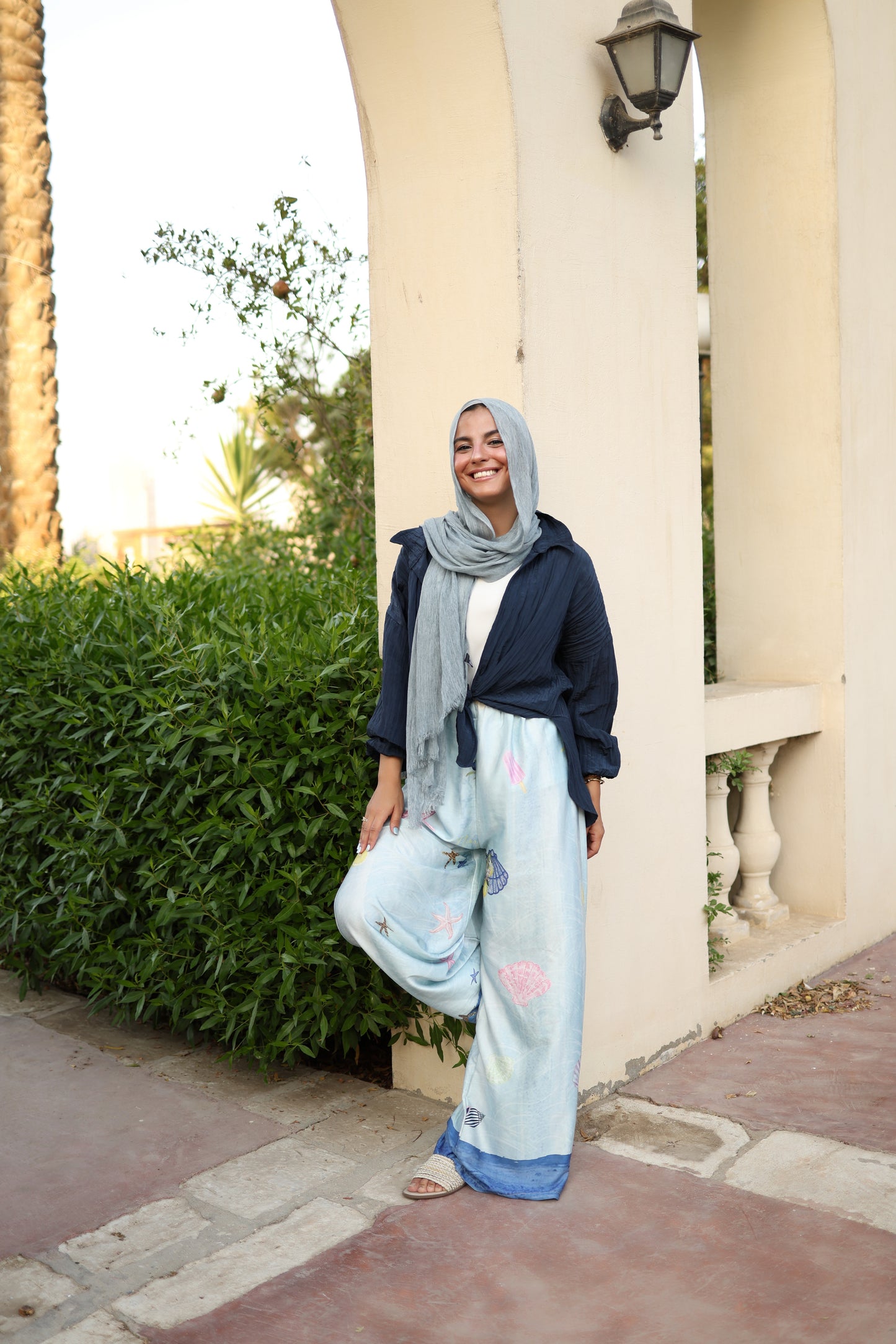 Seashell Breeze Wide-leg Pants in Baby Blue