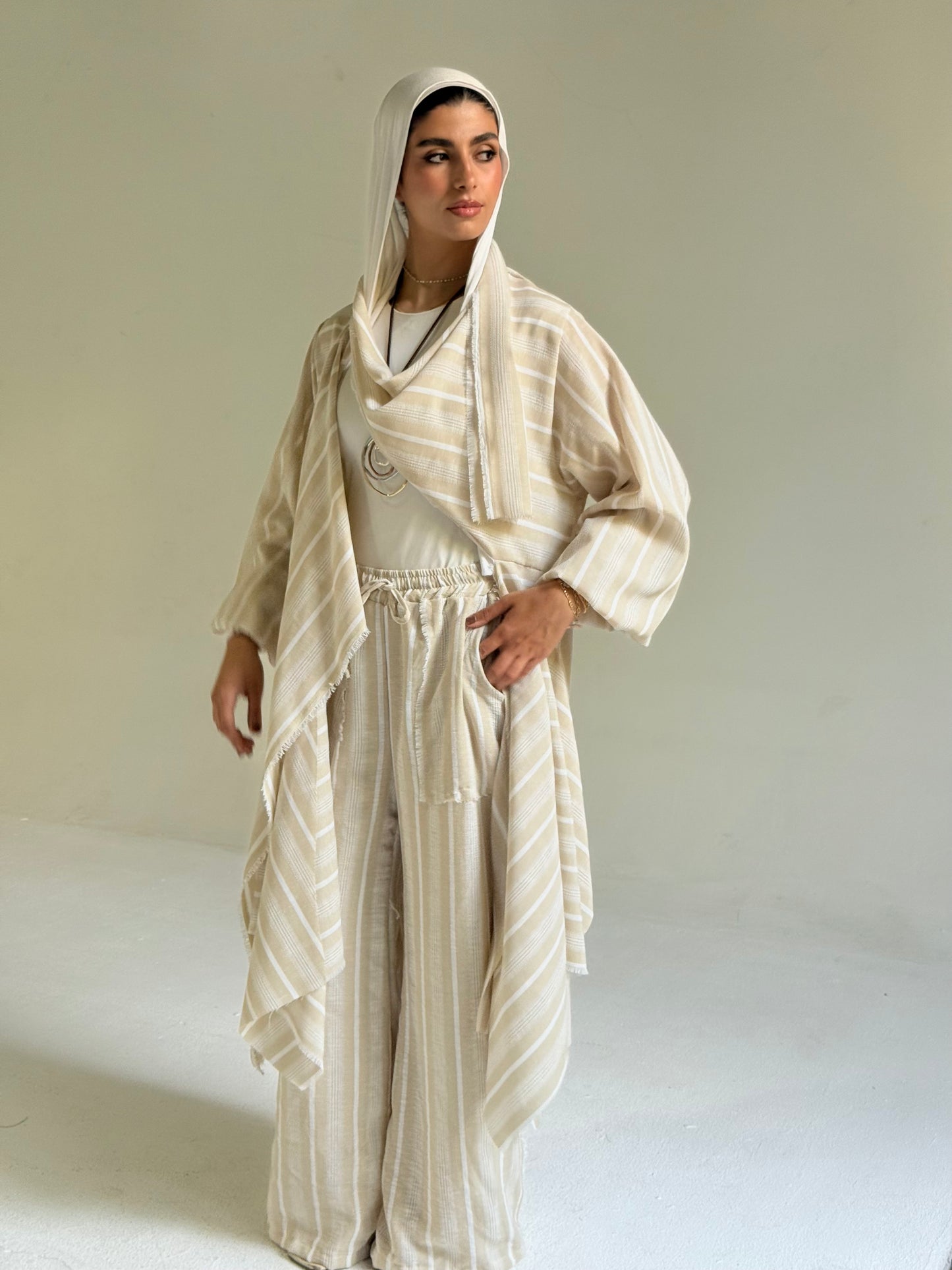 Multiway Asymmetrical Linen Set in Beige