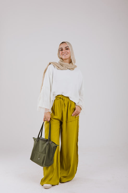 Net Sleeves High Low Top in White