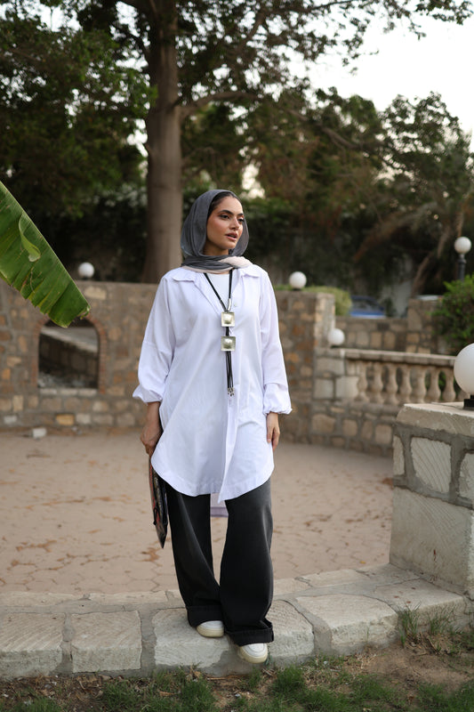 Puffy Sleeves Shirt in White